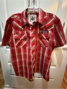 Men’s Lucky 13 Zombie Lounge Red Plaid Short Sleeved Shirt  3XL